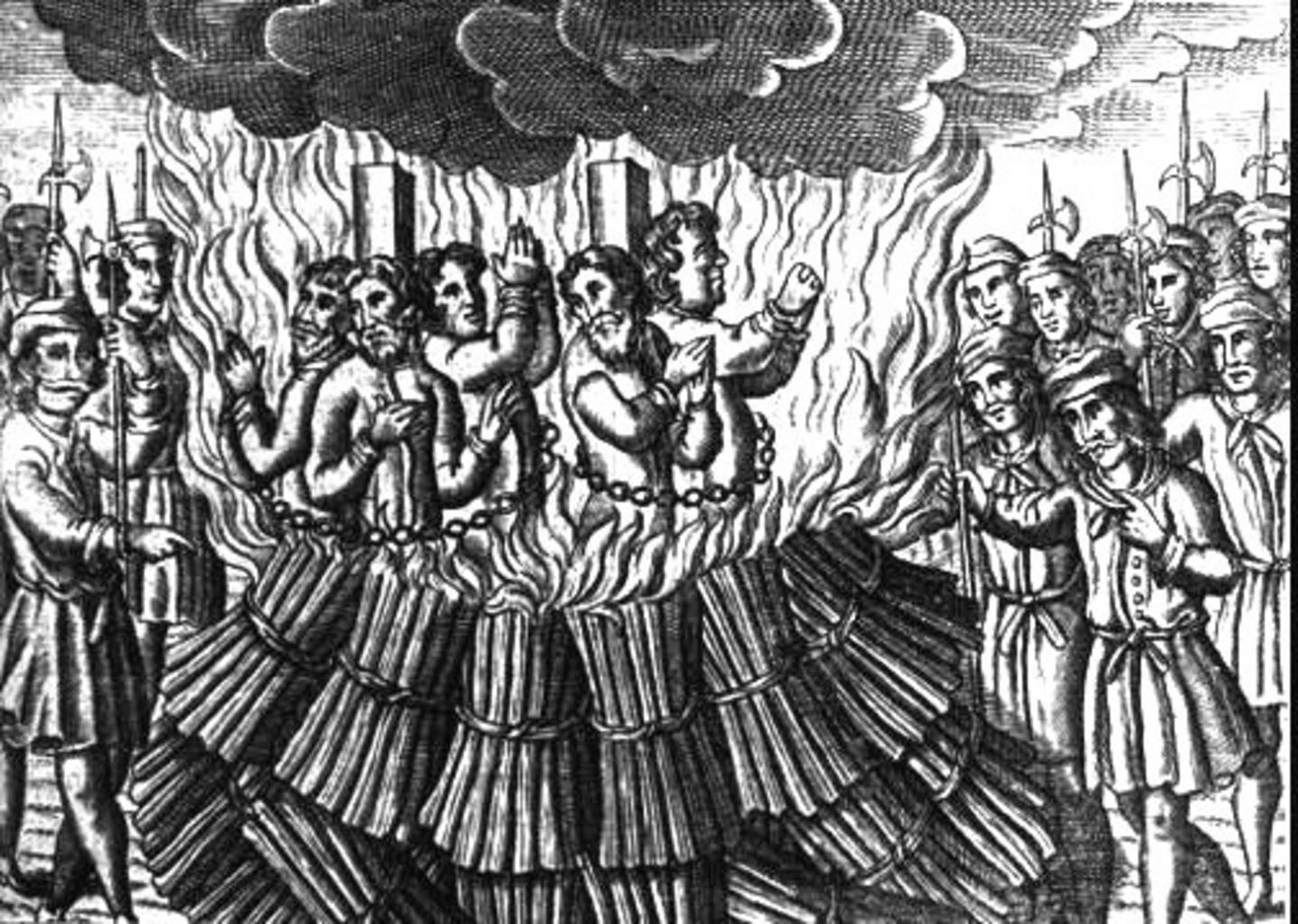 Religious trauma by being burned as heretics